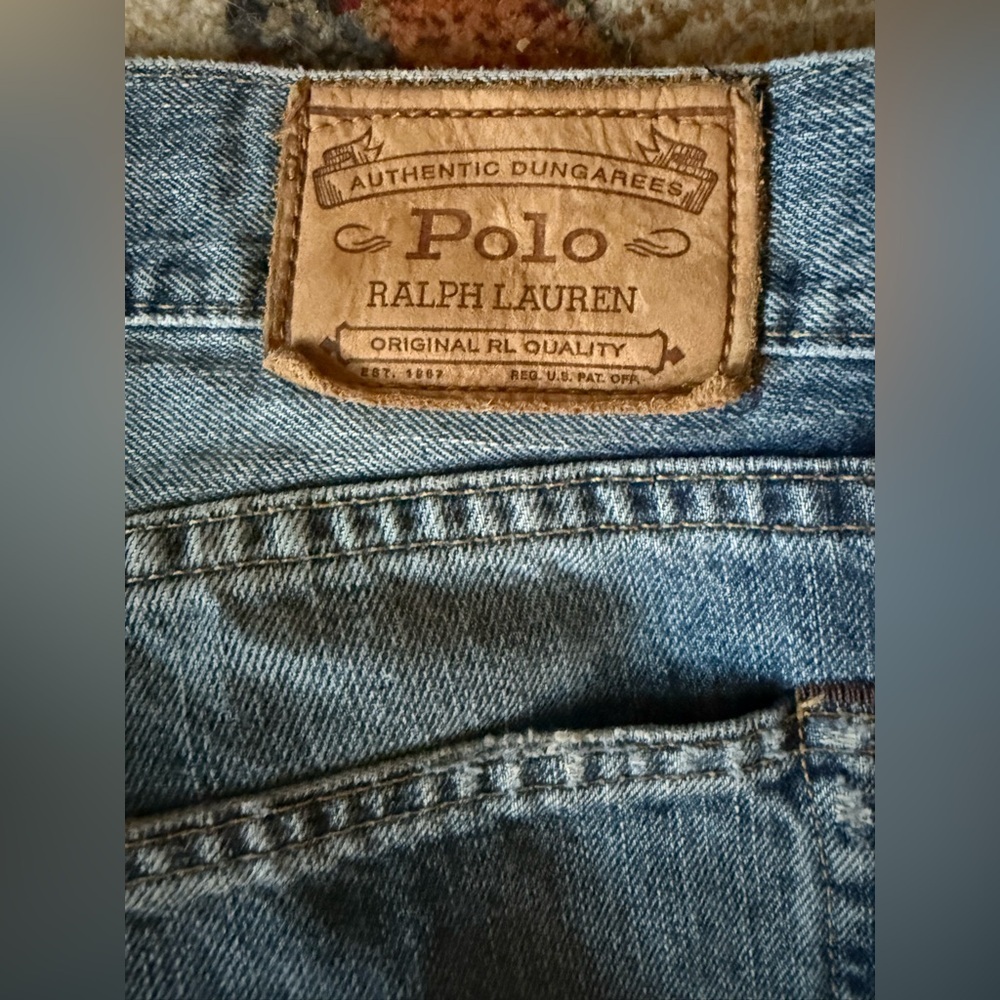 Vintage Y2K Polo Ralph Lauren Authentic Dungarees Jeans Men’s 36x30 Blue Denim - Picture 5 of 10